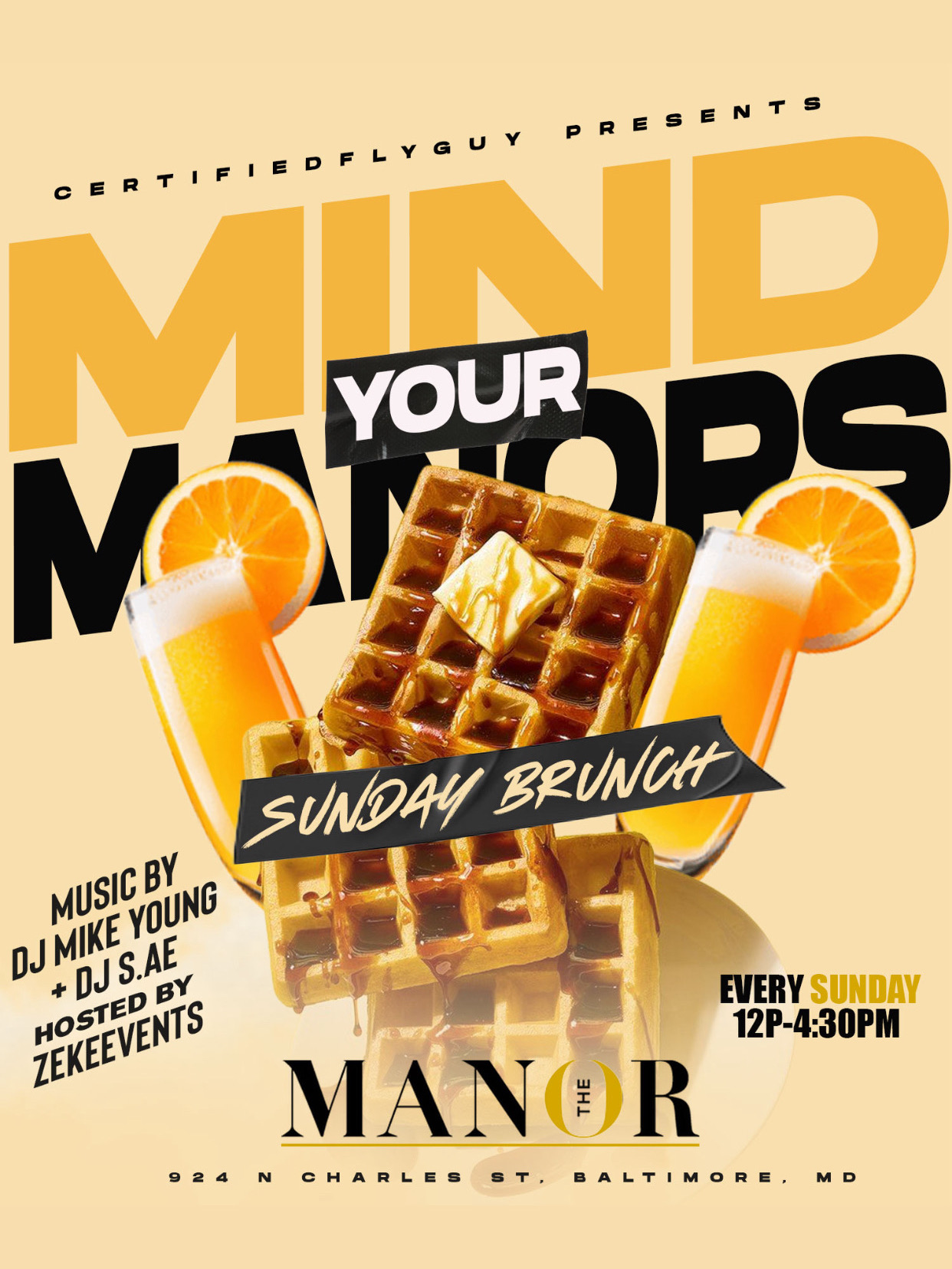 Mind Your Manors Sunday Brunch flyer