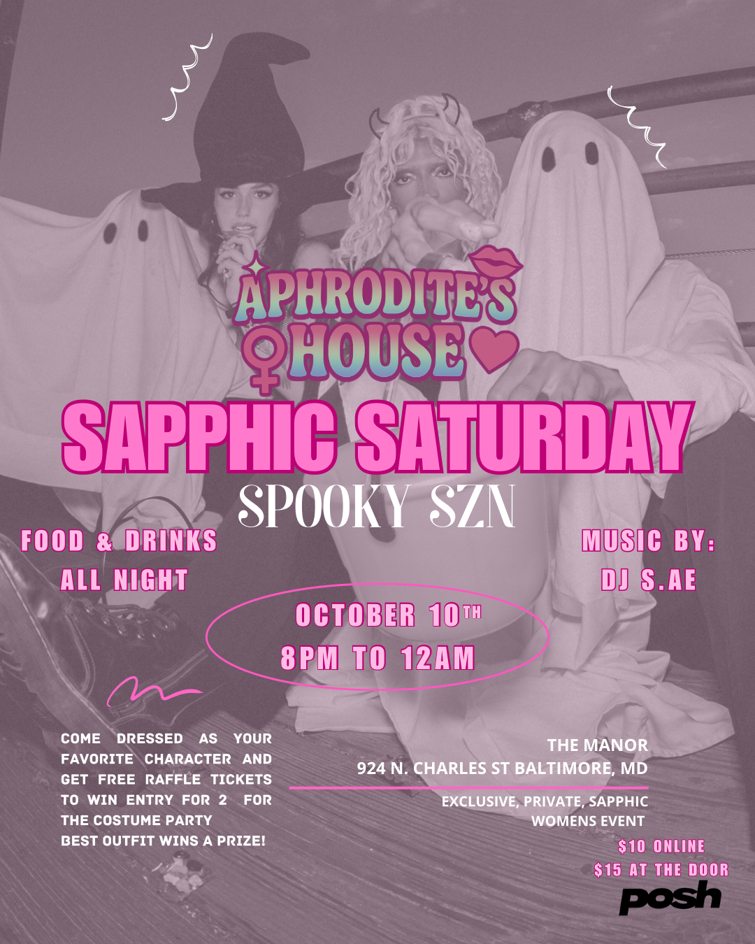 Aphrodite’s House Sapphic Saturday: Spooky Szn flyer